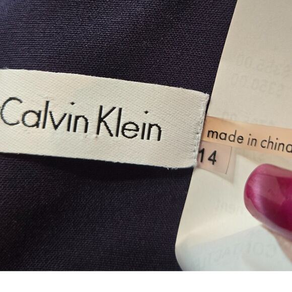 Calvin Klein Women's Career Navy Round Neck Sleeveless Sheath Dress Size 14 - Picture 5 of 6